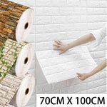 panneau decoratif mural blanc texture brique adhésif resistant eau 70x100cm moderne