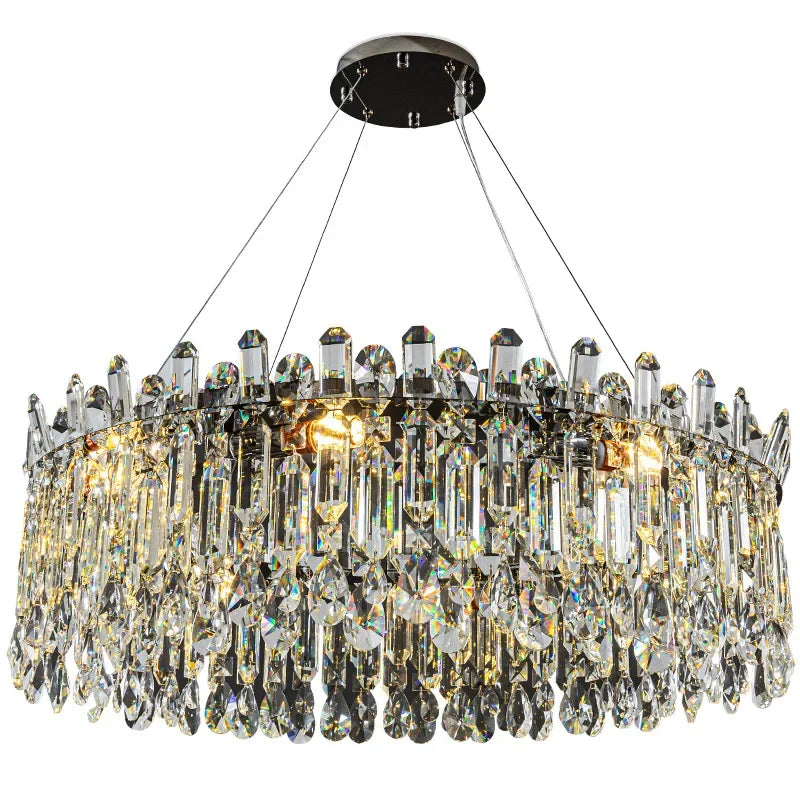 lustre moderne élégant cristal transparent doré salon chambre restaurant
