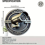 plaque métallique 2d caméra surveillance gris vis fixations 8x8 20cm 20cm