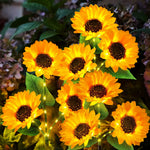 fleur artificielle solaire jaune tournesol moderne extérieur piquet métallique led nocturne jardin noël
