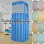 rideau séparation médical tissu plissé bleu vert rose jaune blanc opacité transparente tringle métal