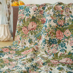 tissu imprimé vintage floral beige rose vert bleu résistant polyester 150cm