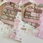 autocollants kawaii adhésifs notes musicales coeurs étoiles fruits géométriques rose blanc marron vert bleu