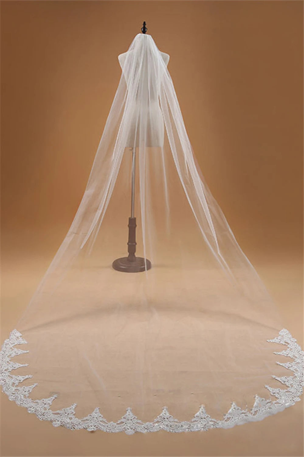 voile mariée classique monocouche polyester bord dentelle motifs floraux clips blanc élégant echangements