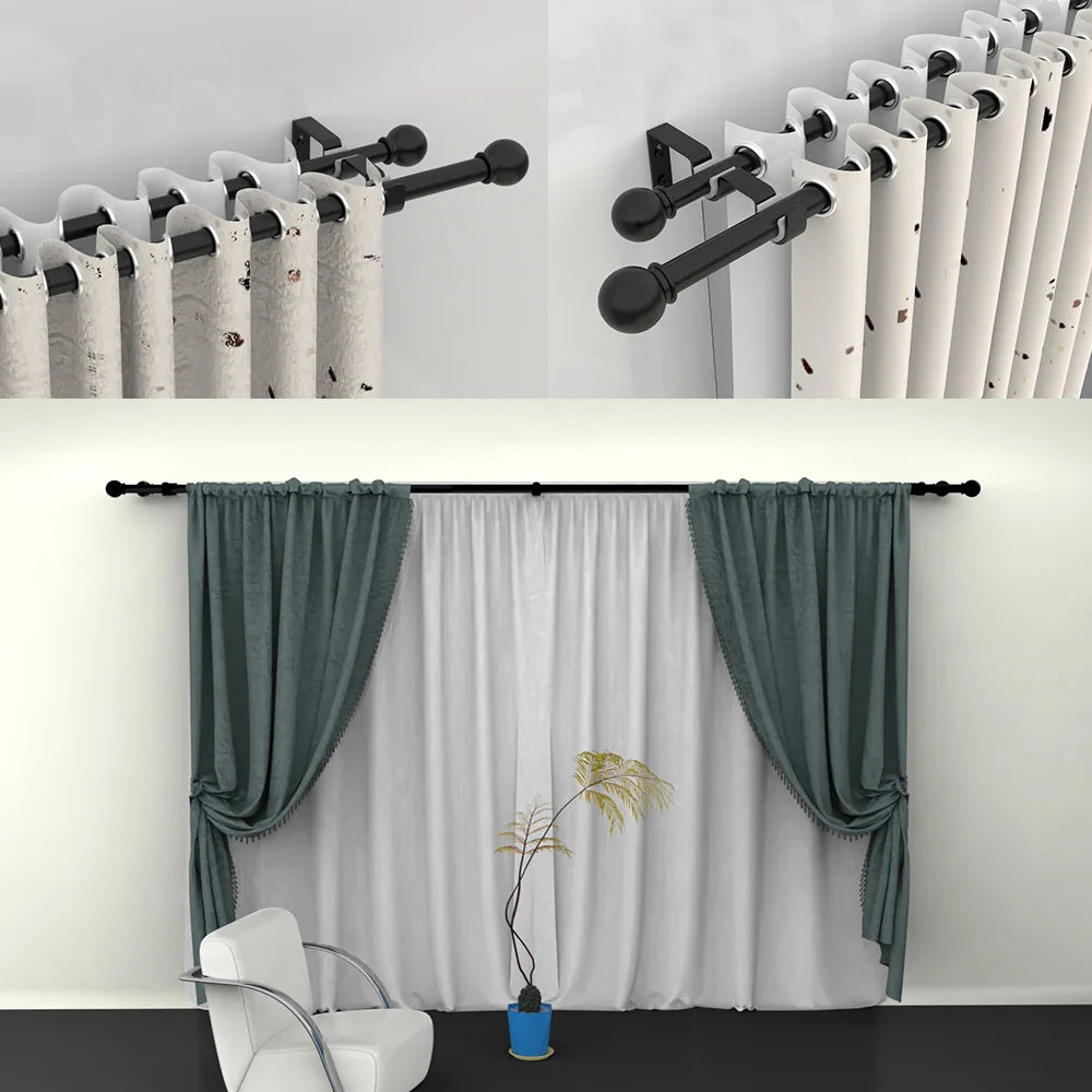 tige rideaux moderne noire réglable 60 147 pouces points clairs clips inclusion