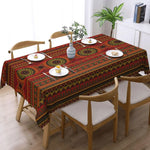 nappe table ethnique géométrique rouge verte noir beige 100% polyester imperméable réutilisable moderne
