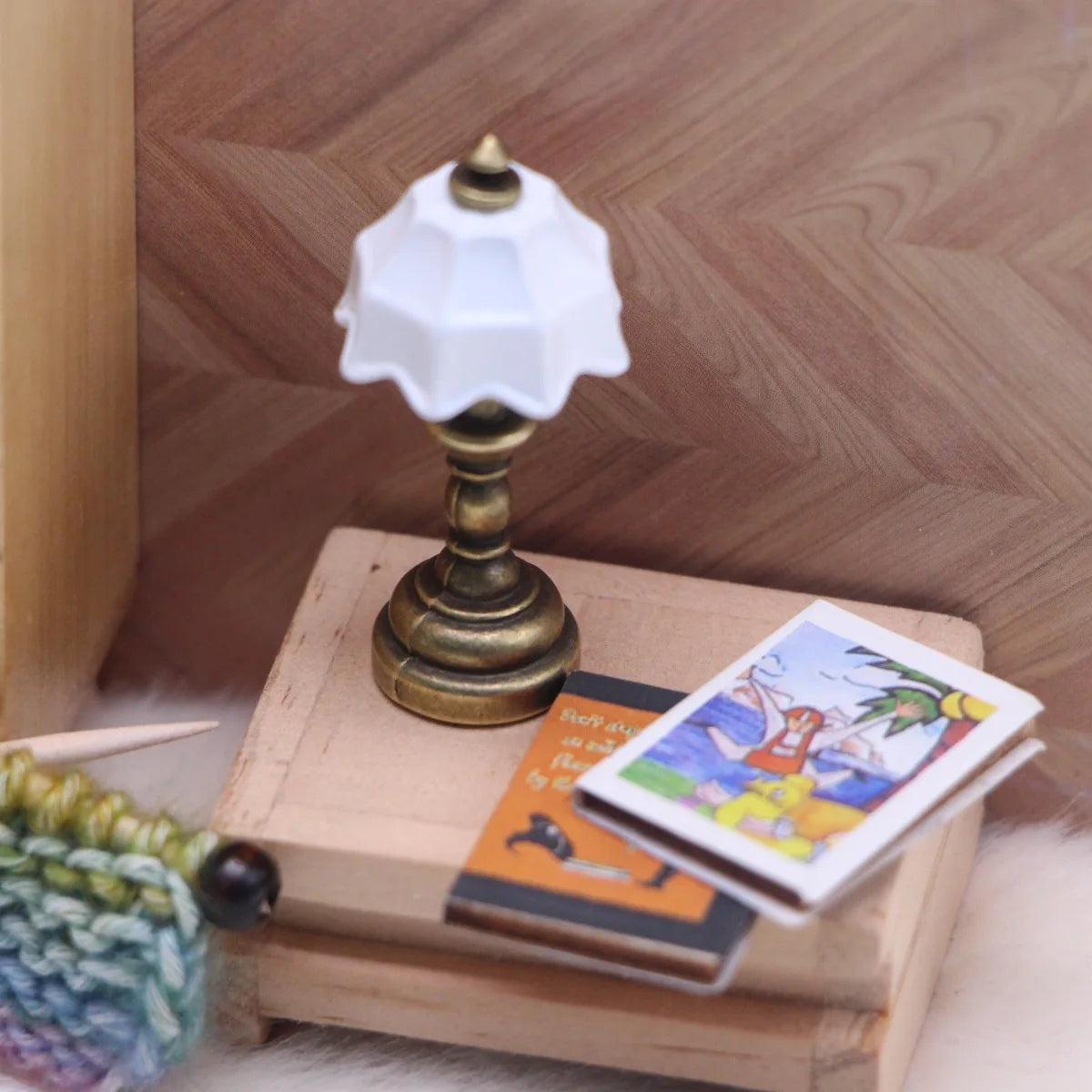 lampe table miniature fée transparente blanc bronze doré vintage rétro decoration chambre salon