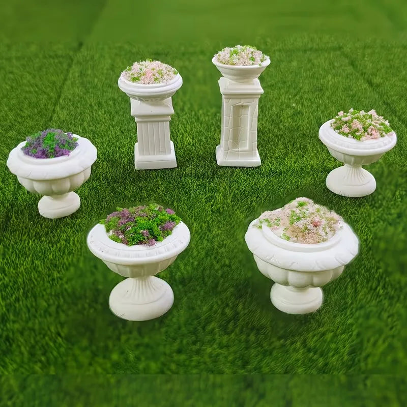 pots decoratifs miniature blanc ornements vert classiques decoration intérieure fleurs artificielles