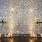 rideau paillettes argent blanc brillant decoration mariage anniversaire noel glamour