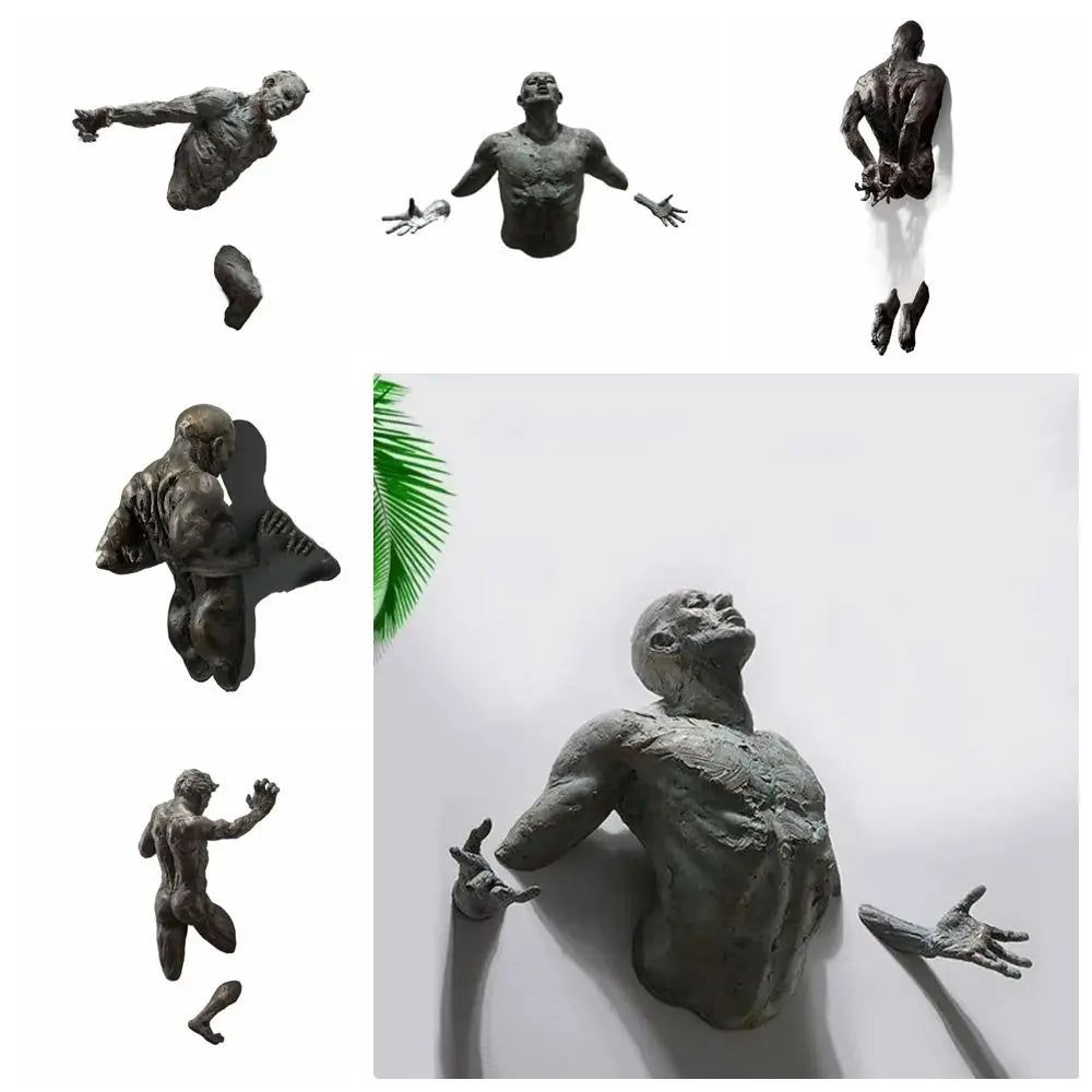 statue résine gris métallisé texture granuleuse art contemporain pieds détachables adhésif décoration intérieure abstraite