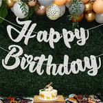 guirlande lettres happy birthday pailletées or rose violet noir cursive suspension anniversaire fête
