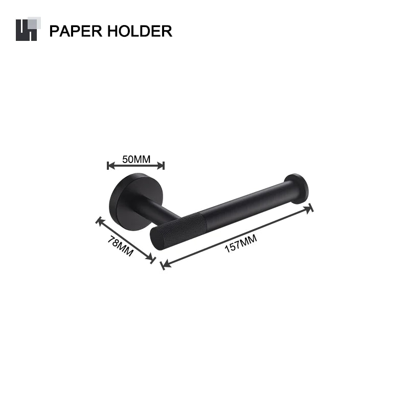 ensemble accessoires salle bain métal noir porte serviette papier toilette savon mural moderne