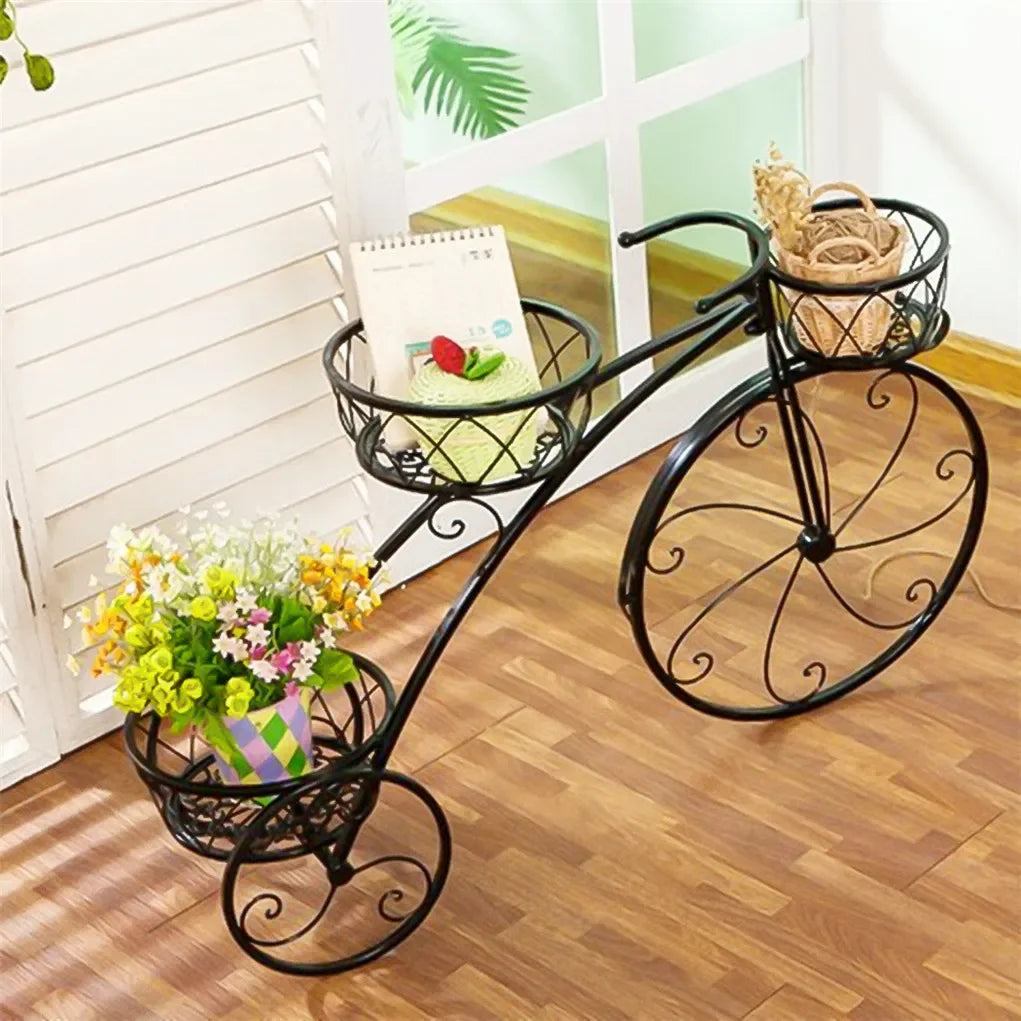 support fleurs métal artisanal noir vintage étagères sculptées