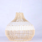 suspension rotin moderne câble suspendu lumière led 35cm beige tissage régulier