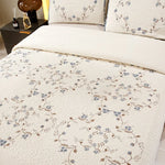 littoile ensemble literie couverture taies oreillers motifs floraux crème bleu marron quilting texturé champêtre