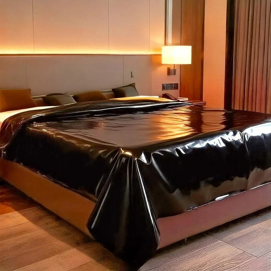 housse lit noire pvc solide moderne 100x130 130x220 160x220 200x220