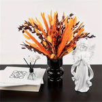 bouquet artificiel plumes orange feuilles marron boho décoration maison anniversaire mariage