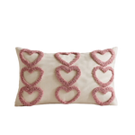 taies d'oreiller coeurs relief blancs lit polyester coton brodés opaques décoration romantique fixations coussins