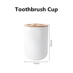 ensemble salle bain bambou distributeur savon porte brosse dents porte savon tasse noir