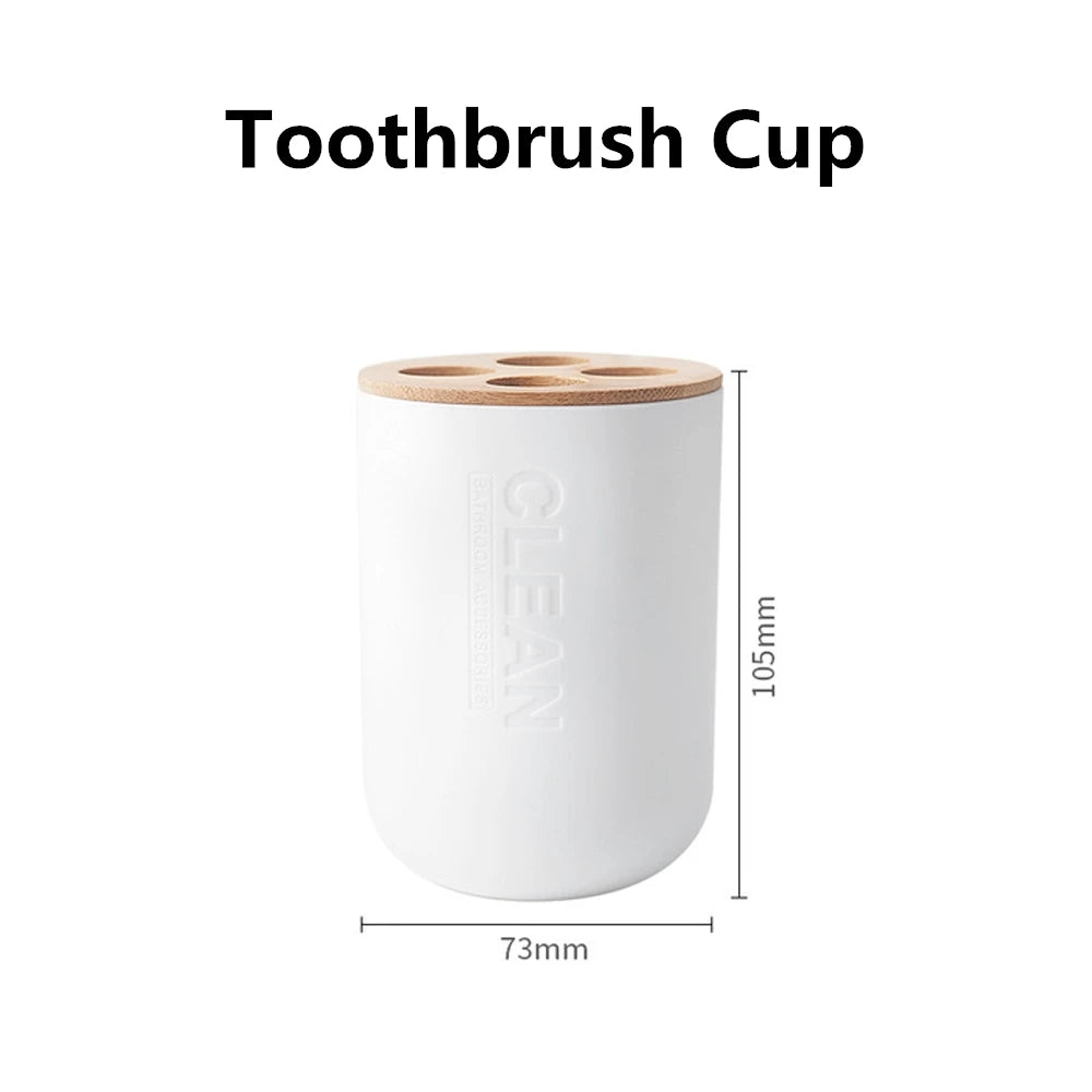 ensemble salle bain bambou distributeur savon porte brosse dents porte savon tasse noir