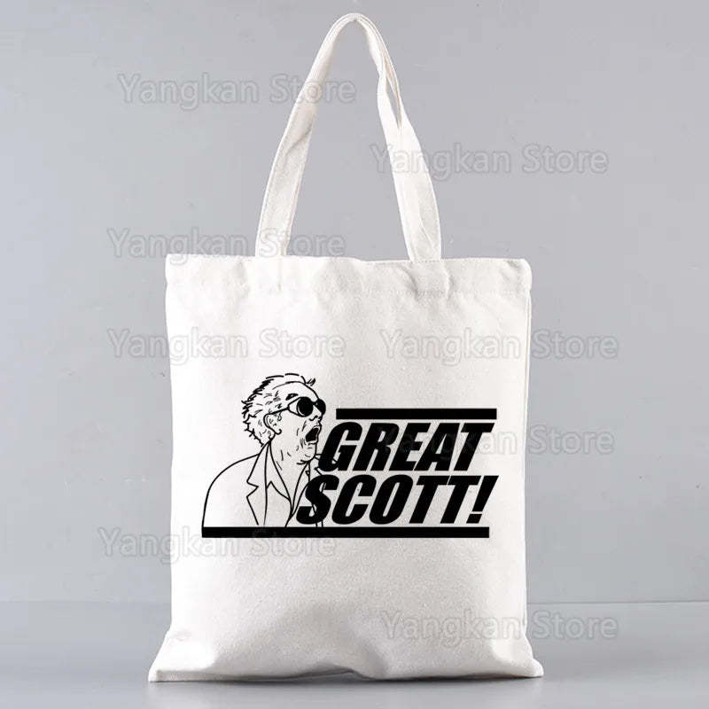 sac main toile blanc imprimé retour vers futur moderne poignées