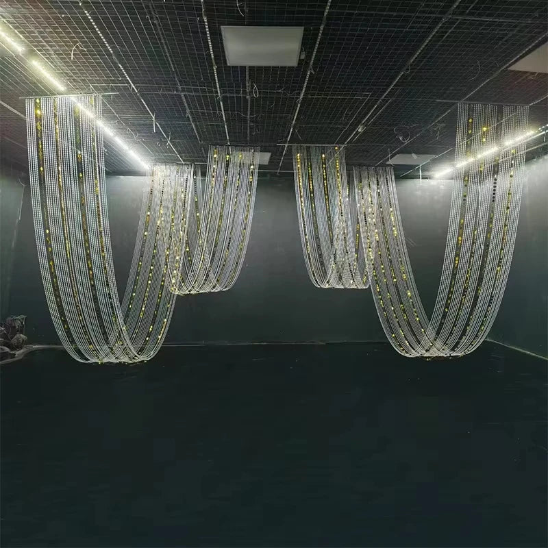 rideau transparent moderne mariage élégant doré noir 80x680cm translucent