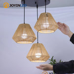 lampe suspendue tressée moderne lampe table naturelle abat jour conique circulaire
