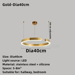 suspension circulaire or moderne acier inoxydable câbles suspendus lumière led haute qualité certification multiples