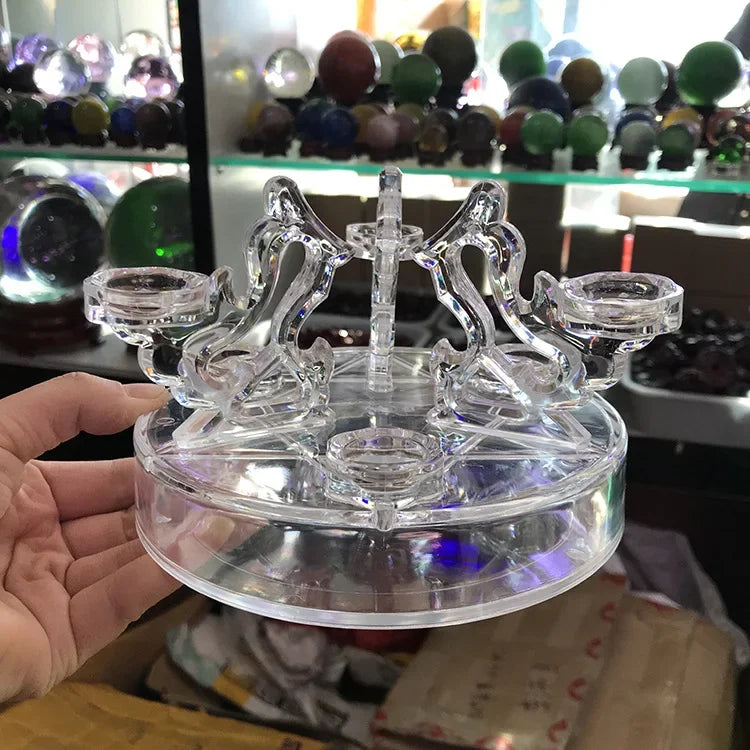 support décoratif transparent cristaux boules colorées motifs floraux sculpturales asiatique moderne ornement
