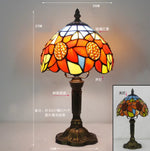 lampe table tiffany mosaïque verre coloré floral interrupteur bascule métal doré