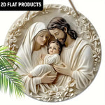 décoration murale plaque bois relief religieux classique personnages suspendu tringle 20cm beigeclair