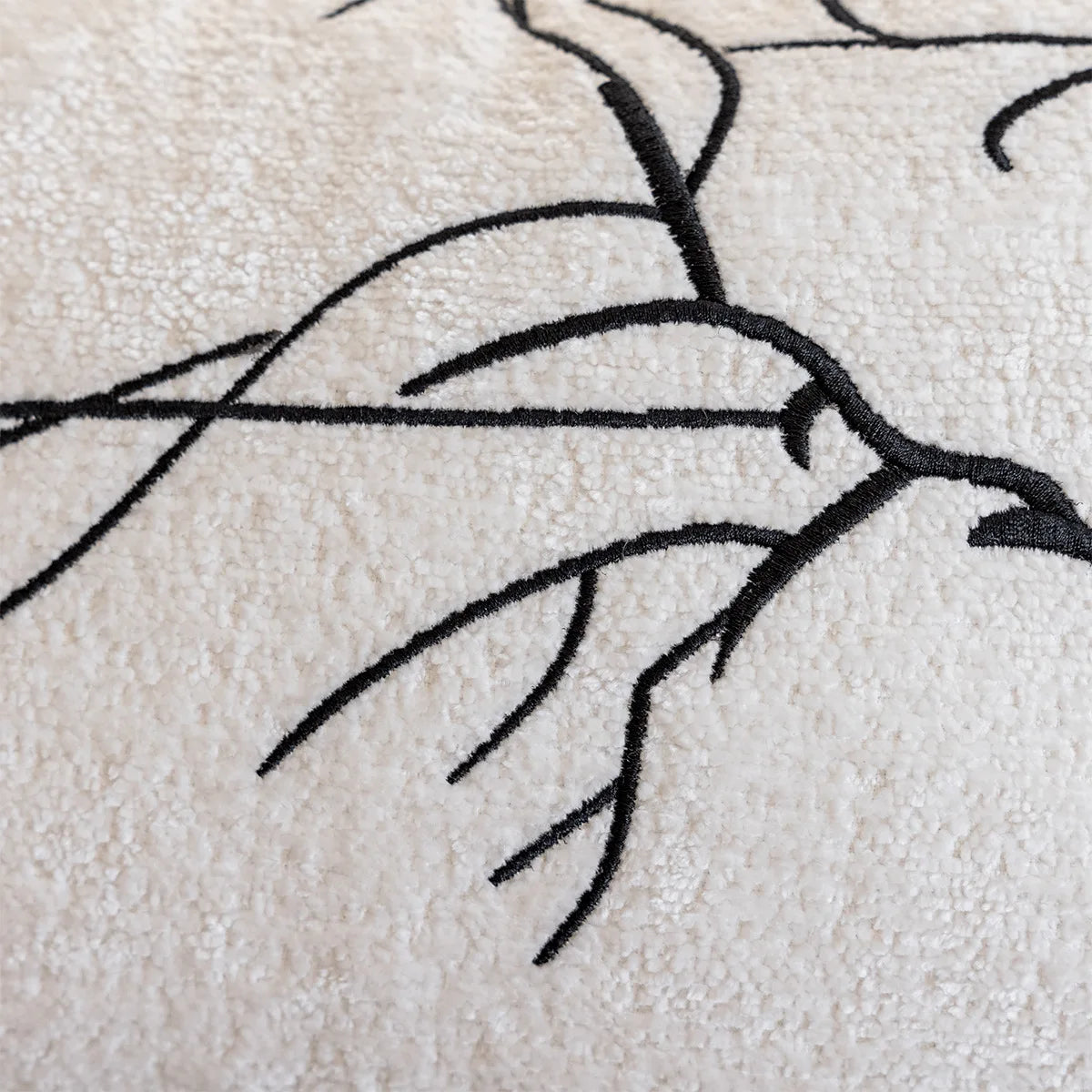 coussin brodé branches noires moderne blanc 100 polyester adhésif décoration intérieure canapé lit voiture