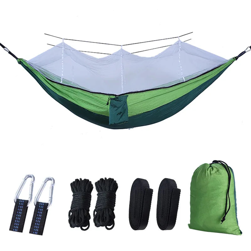 hamac camping extérieur portable deux personnes vert olive camouflage simple moustiquaire polyester robuste