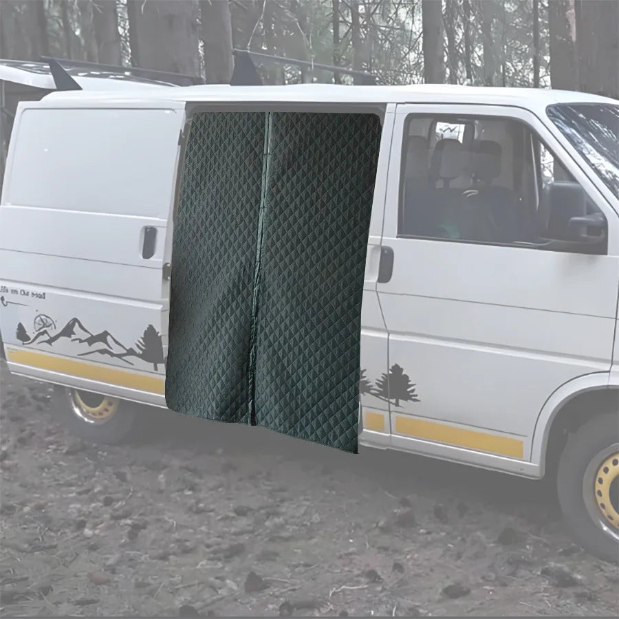 rideau porte isolation thermique impermeable noir quilté aimant adhesif h180cm w133cm moderne camping car