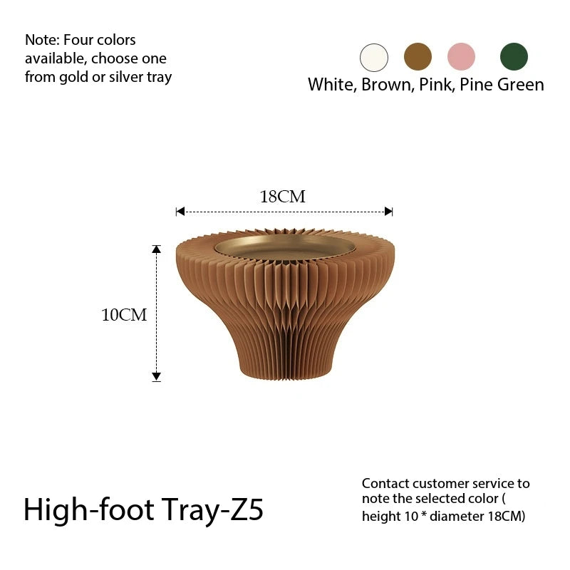 plateau pliable fibre végétale blanc vert rose marron rayures horizontales moderne multifonctionnels cosmétiques aromathérapie