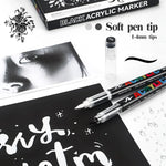 stylos marqueurs acrylique noir blanc floral brush ensemble 12 stylos boîte rangement