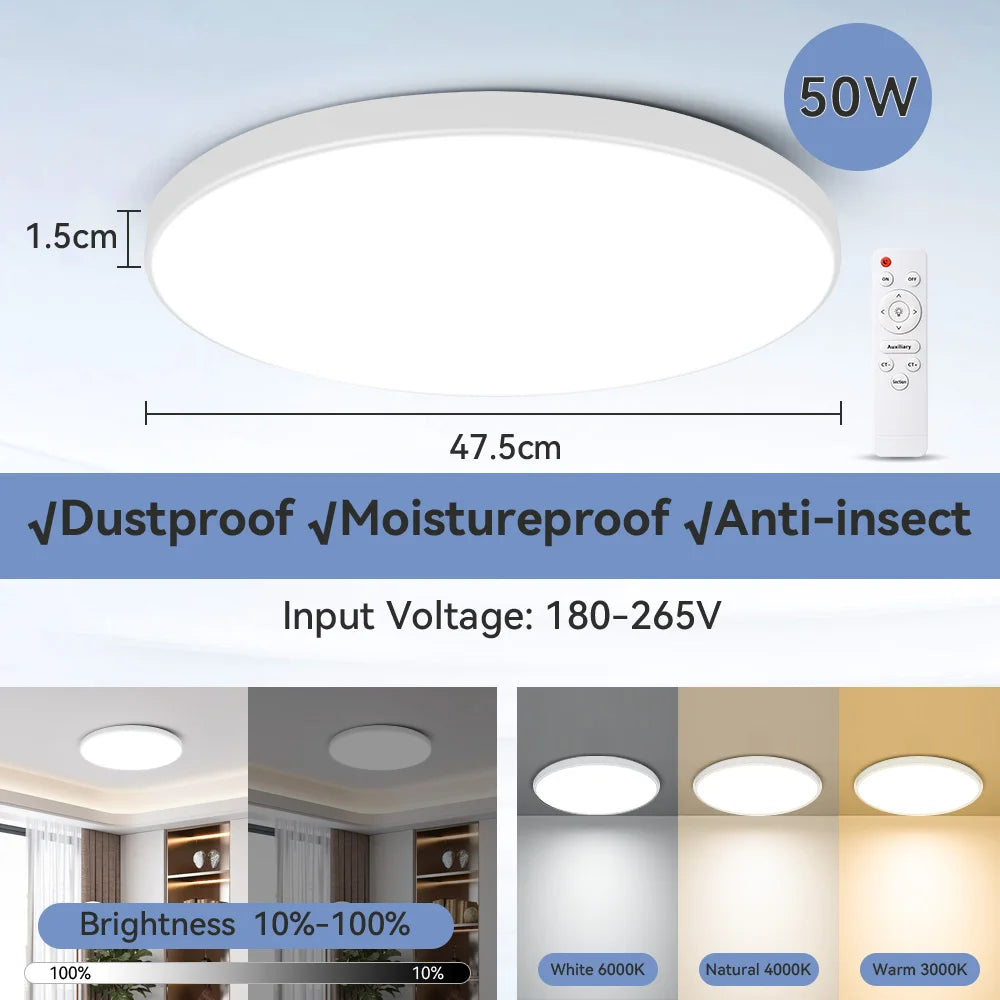 plafonnier led blanc doré moderne télécommande 30w 40w 50w étanche