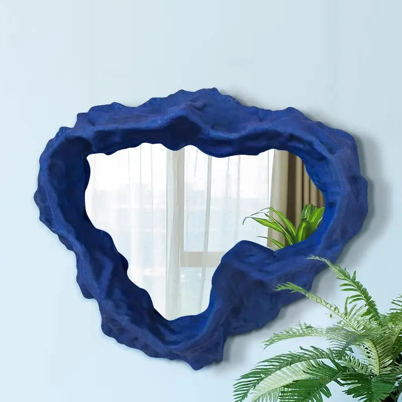 miroir mural decoratif moderne bleu texturé accesoris deco maison sculptural