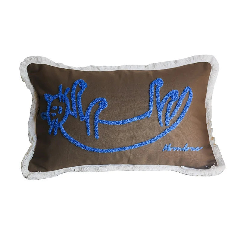 housse coussin brodée porc chien animaux motifs doux lit polyester coton respectueux environnement christmas