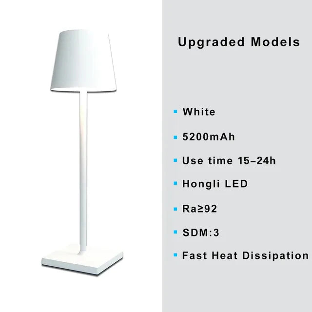 lampe table led rechargeable gris doré rose bleu noir touch control moderne minimaliste