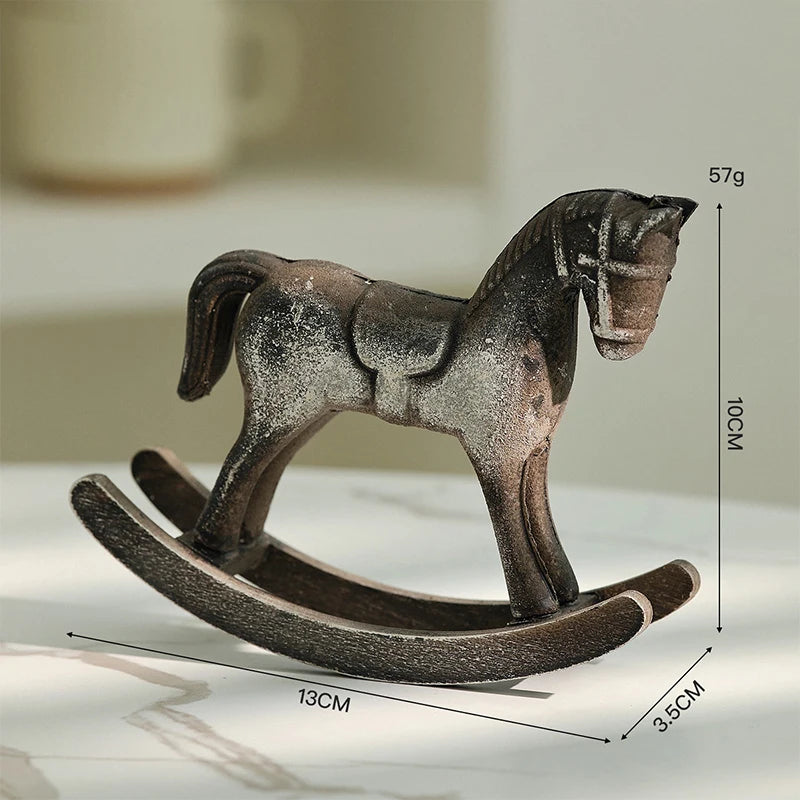 chevaux bascule bois rouge vintage ornements décoratifs intérieur rustique statuettes portables déco table