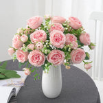 bouquet fleurs artificielles pivoine moderne blanc rose bleu clair mariage anniversaire décoration extérieureintérieur