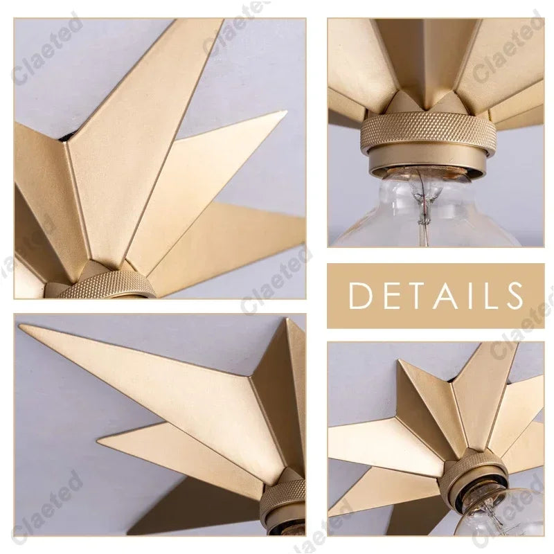 lampe étoile dorée moderne étoile géométrique fixation murale cuisine salle manger