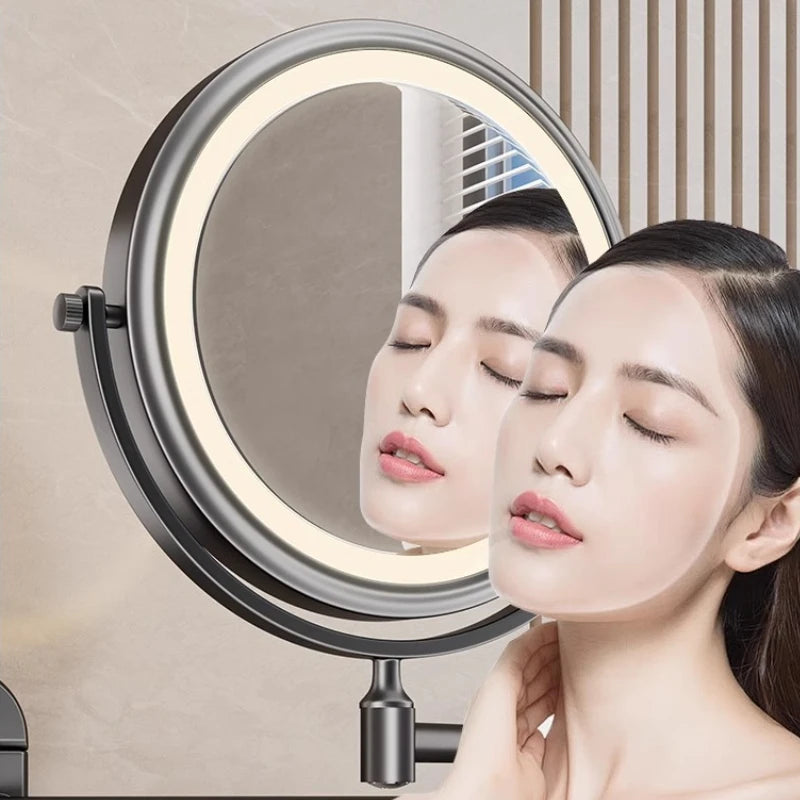miroir cosmétique noir miroir rond éclairage led moderne fixation murale