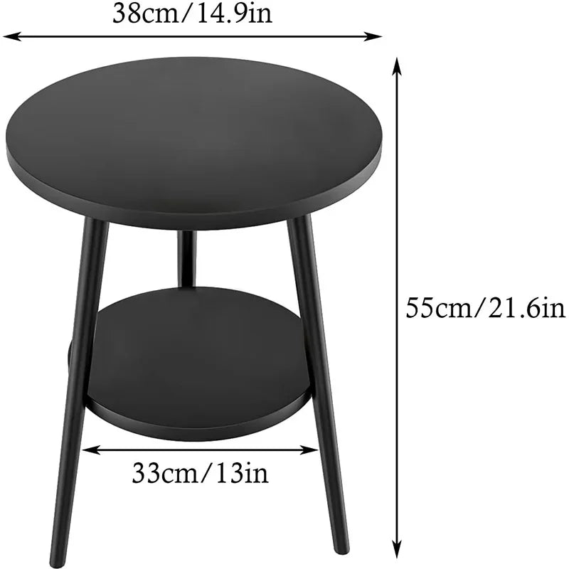 table ronde moderne étagère bois clair scandinave hauteur 55cm diamètre 38cm