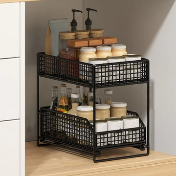 panier rangement métal maille fine blanc noir fixation clips moderne salle bain