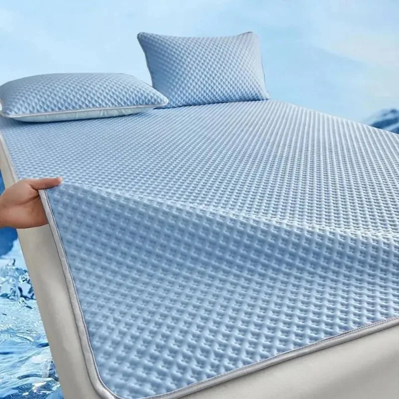 drap lit bleu clair texture points régulières moderne adhésif chambre adulte lit sommeil optimal