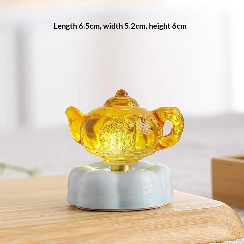 ornement théière résine multicolore transparente rétro vintage décoration table rotative amateur thé collectionneur
