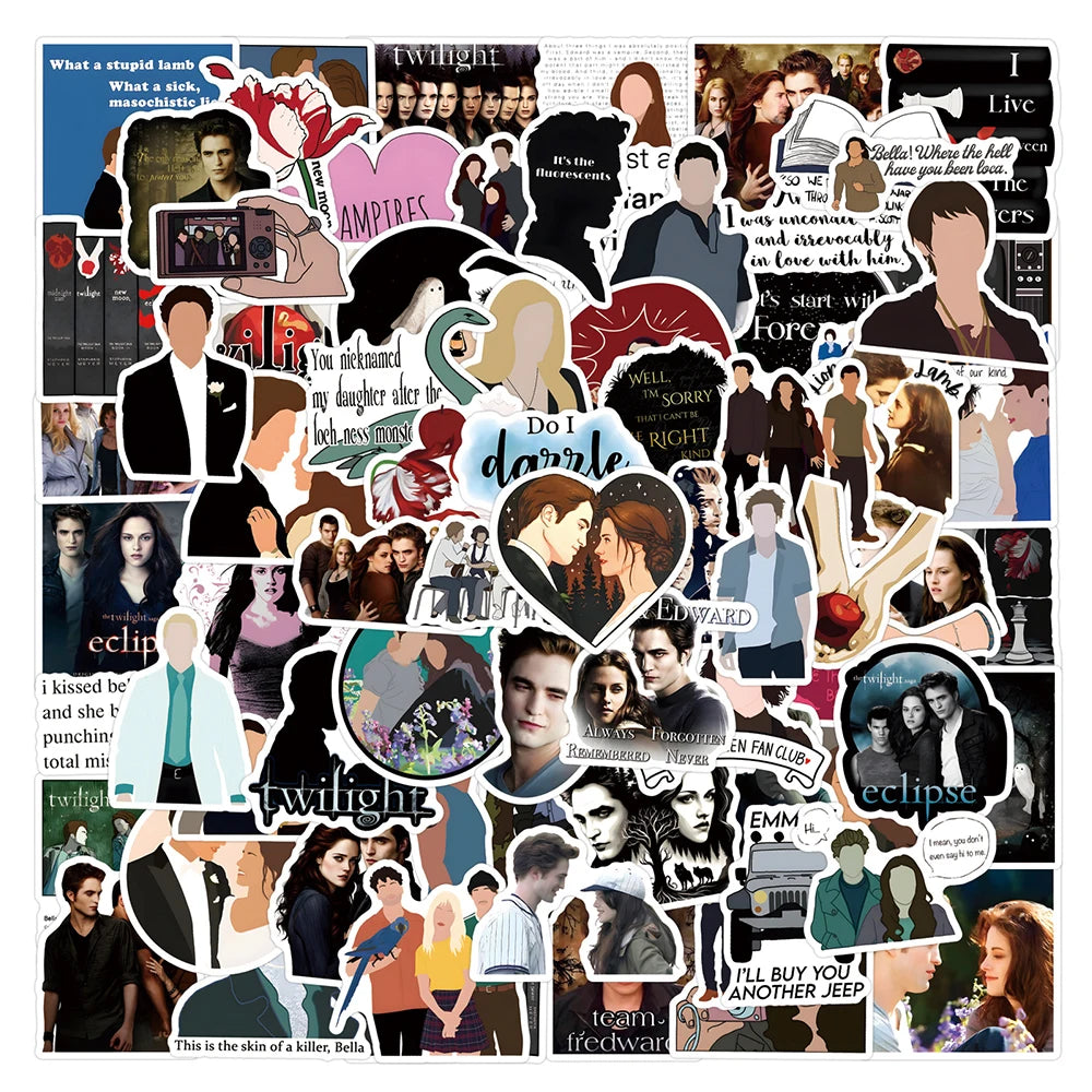 sticker cartoon personnages scènes textes vampires edward twilight opaques adhésifs collection diverses