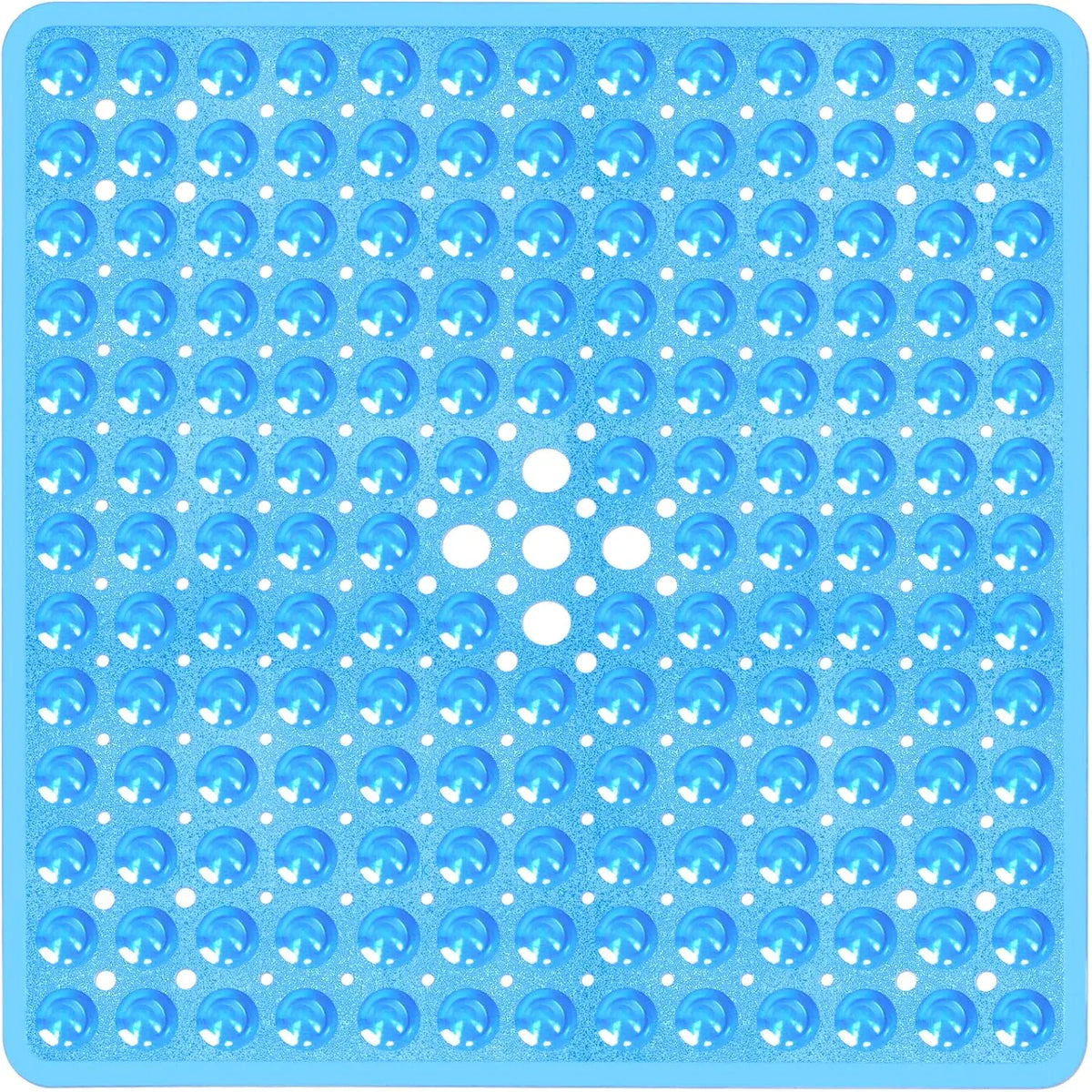 tapis douche moderne bleu clair ventouses antidérapantes motif circulaire semi transparent salle bain